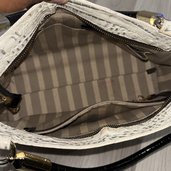 Brahmin White and Brown Croc-Embossed Satchel - Picture 12 of 15